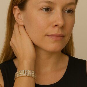 Gold Paved Encrusted Rhinestone Bracelet | Formal Dresses Accessories